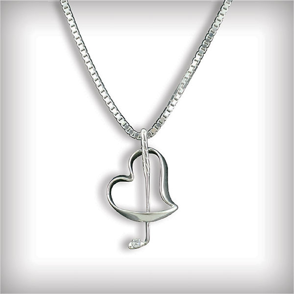 Sterling Silver Heart and Club Pendant